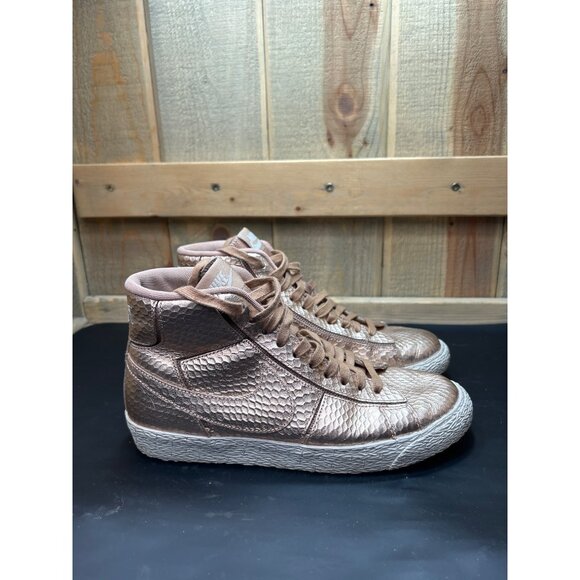 Nike Womens Blazer Mid Cut PRM Sneakers 644407-900 Bronze Gold Size 5.5 - Picture 1 of 8